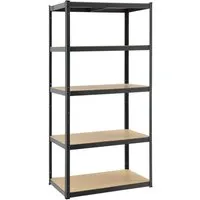 Juskys Schwerlastregal Basic - 5 Einlegeböden mit 175 kg Traglast - Schwerlastregal mit 5 robusten MDF-Einlegeböden, ideal für Keller und Werkstatt. Hohe Tragkraft von 875 kg und individuell wählbare Abstände für optimale Raumnutzung.