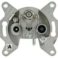 Schwaiger Unterputz-Antennendose 3-Loch mit 2x IEC-Buchse und 1x F-Buchse - Hochwertige Unterputz-Antennendose für HDTV mit einfacher Montage. Ideal für eine zuverlässige Verbindung durch schraubenlose Innenleiterbefestigung und praktische Aufklappbare Klemmschelle.