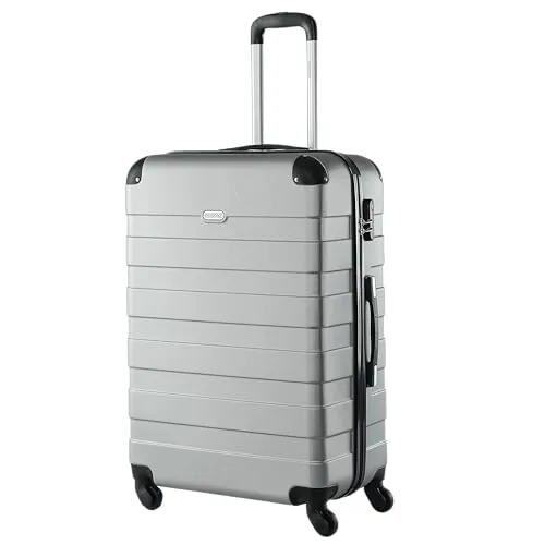 Hartschalenkoffer Essential XL silber - Koffer mit verstärkter ABS-Hartschale und 360° geräuscharmen Leichtlaufrädern, ideal für stressfreies Reisen.