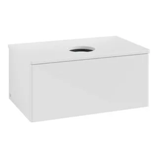 V&B Waschtischunterschrank ohne Frontstruktur -Beleuchtung Antao 80x36x50cm, WBP-farbe Lac, glo wh. Lac