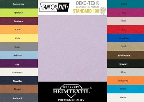 EXKLUSIV HEIMTEXTIL Marke Jersey Spannbettlaken 120 x 200 cm 100% Baumwolle Öko - Tex Zertifiziert, Markenqualität, Matratzenhöhe bis 25 cm, Flieder