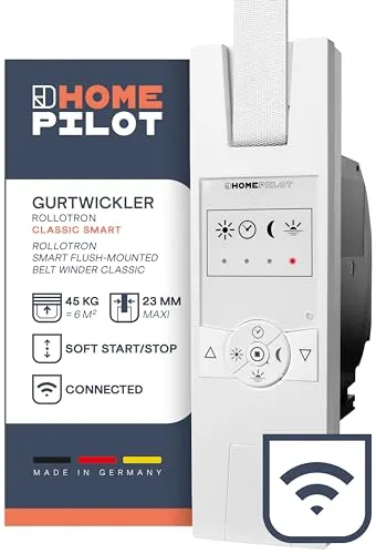 HOMEPILOT RolloTron classic smart - Elektrischer Funk-Gurtwickler bis 45 kg, automatisierte Rollladensteuerung per App und Sprachsteuerung mit Alexa und Google Assistant