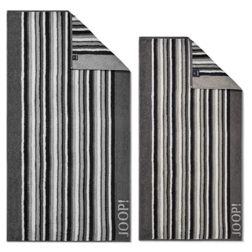 Joop! Handtücher Move Stripes 1692 anthrazit 50x100 cm in grau von JOOP!