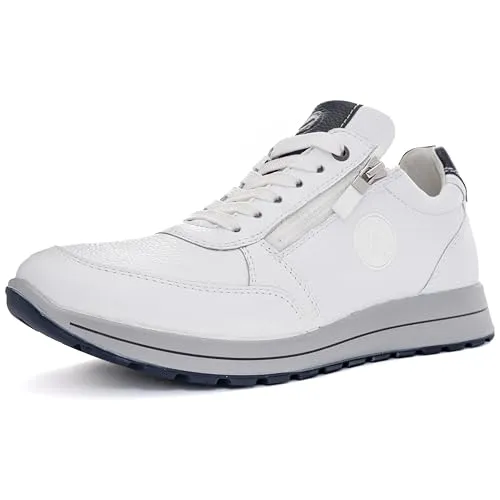 ara Herren Matteo Sneaker - Weit, Weiss/BLAU, 42 EU - Herren-Sneaker mit Wechselfussbett und High Soft-Technologie für optimalen Tragekomfort.