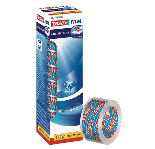 Tesa 57417-00000-02 Klebefilm kristall-klar - 10m x 19mm, extra transparent und ideal für Büro, Basteln und Dekoration