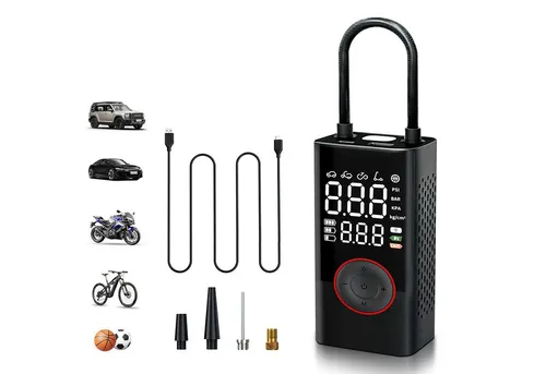 FANNOU Akku-Luftpumpe Digitale Elektrische Luftpumpe mit Druckvoreinstellung - Vielseitige, wiederaufladbare Luftpumpe für E-Bikes, Autos, Fahrräder und mehr. Mit digitalem LCD-Display, LED-Taschenlampe und Powerbank-Funktion für mobiles Laden.