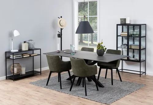 ACTONA GROUP Esstisch Hanna, TOPSELLER! - Esstisch mit eleganter schwarzer Keramik-Optik Tischplatte, ideal für stilvolle Essbereiche. Pflegeleicht und robust, bietet Platz für gesellige Abende.