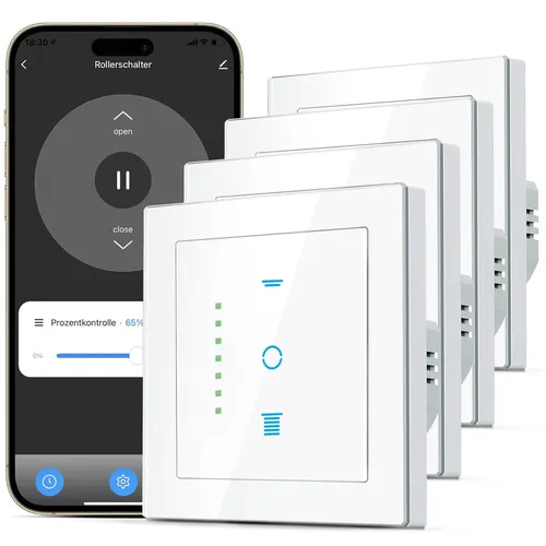 CURRYSMARTER WLAN Rollladenschalter 6. Gen - Smart Jalousiensteuerung mit LED & Sprachsteuerung - Rollladenschalter mit präziser 1%-Kalibrierung und Timer-Funktion. Kompatibel mit Alexa und Google Assistant für einfache Sprachsteuerung.