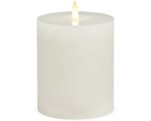 matches21 HOME & HOBBY LED-Kerze LED Stumpen-Kerzen 2er Set Echtwachs-Kerzen flackernd 10x12 cm weiß, Mit beweglicher Flamme, Fernbedienung & Timer für Adventskranz