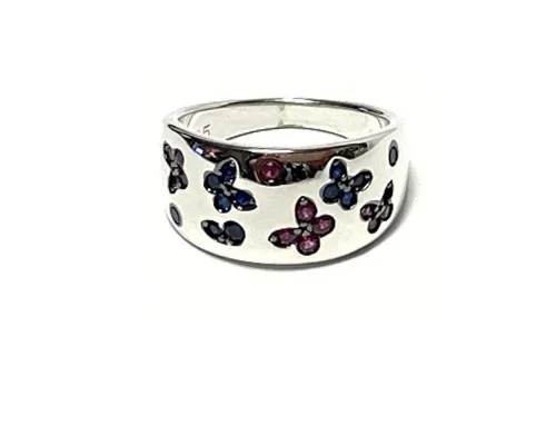 Edelschmiede925 Silberring Bandring 925/- Silber rhodiniert Zirkonia farbig Schmetterlinge #54