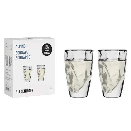 RITZENHOFF 3991001 2in1-Glas für Schnaps oder Espresso - 40 ml - 2er Set - Alpino, mit Relief-Struktur - Made in Germany