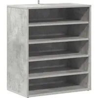 vidaXL Schuhschrank Betongrau 60x35x70 cm - Schuhschrank aus Holzwerkstoff, bietet 5 Ablagen für optimale Schuhorganisation und kann flexibel am Boden oder an der Wand montiert werden.