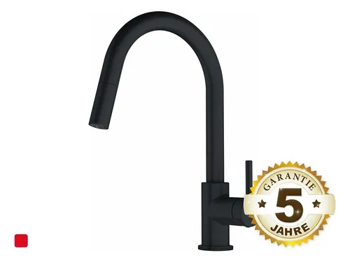 Franke Lina Black Matt - Hochdruckarmatur mit Ausziehauslauf - Moderne Küchenarmatur in elegantem Schwarz mit 150° Schwenkbereich für maximale Flexibilität und Benutzerfreundlichkeit.