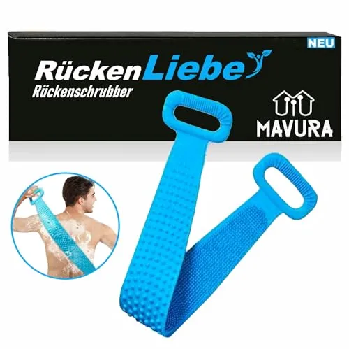 RückenLiebe Rückenbürste Körperbürste Rückenreiniger Rückenschrubber, Massagebürste Schrubber Massage Silikon Duschbürste Rückenschwamm lang