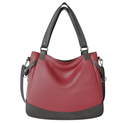 Damen Vegane Shopper Tasche Hobo Bag 30655 D. Red