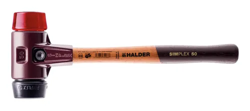 HALDER Schonhammer SIMPLEX 3026.060 – Ergonomischer Gummihammer mit Akazienholzstiel - Hämmer für Montage- und Reparaturarbeiten, mit austauschbaren Einsätzen aus Gummi und Plastik für vielseitige Anwendungen. Made in Germany, ideal für Kfz- und Zimmerei-Arbeiten.