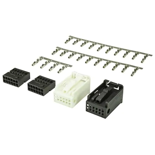 tomzz Audio 5800-148 Quadlock Most Stecker Buchse Einsatz Weiss schwarz 24-polig incl. 24 MQS Kontake Kammer A + B