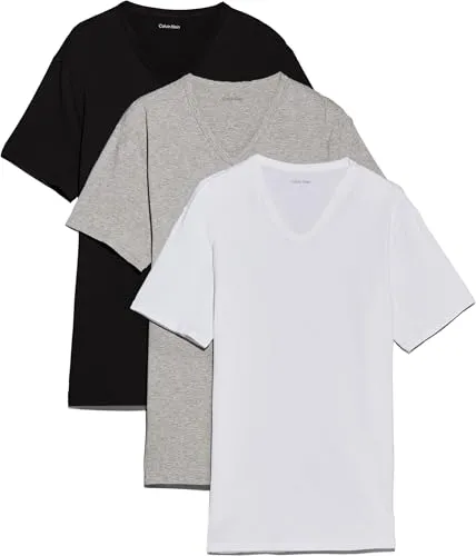 Calvin Klein Underwear T-Shirt S/S V NECK 3PK - Hochwertiges 3er-Pack T-Shirts für Herren mit Logo, V-Ausschnitt und hohem Tragekomfort aus dehnbarem Jersey. Ideal für den täglichen Gebrauch und vielseitig kombinierbar.