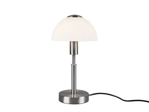Reality Leuchten LED Nachttischlampe mit Dimmfunktion - Nachttischleuchten mit stufenweise dimmbarer LED, ideal für gemütliche Abende. Elegantes Bauhaus-Design in Silber-Weiß, perfekt für jedes Schlafzimmer.