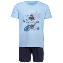 Henry Terre Schlafanzug Pyjama Set Shorty - Beach blau XL