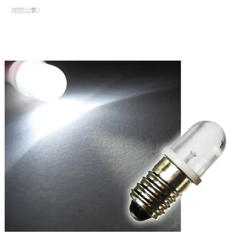 E10 LED-Leuchtmittel Birne weiß 12V DC, E-10 Lampe Leuchte Schraubsockel white