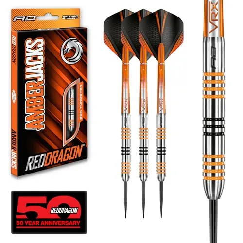 RED DRAGON Darts – Amberjack 3 Serie 22g Stahlspitze Dart-Set mit Dart Flüge und Dart Schäften