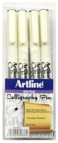 Artline Kalligrafie Set - 4 schwarze Kalligrafie-Stifte mit verschiedenen Federgrößen (1, 2, 3 & 4mm). Kalligraphie-Stifte zum Schreiben und Illustrieren. Wasserfeste Tinte - Artline Schreibstifte