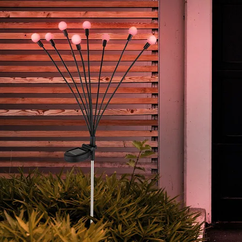 Außenlampe Gartenleuchte Solarleuchte Edelstahl RGB LED Farbwechsel schwarz Akku
