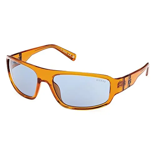 Guess Sonnenbrille GU00080 44V 62 für Herren - Sonnenbrille für Herren mit 100% UVA & UVB Schutz, stylischem orangen Vollrandrahmen und blauem Glas. Ideal für sonnige Tage!