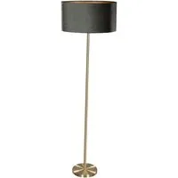 QAZQA Modern Stehleuchte Simplo - Elegante Lampe in Messing und grünem Samt - Stehlampe Simplo: Zeitlose Eleganz mit dimmbaren Funktionen! Ideal für Wohnzimmer oder Schlafzimmer, sorgt der Samt-Schirm für stimmungsvolles Licht und harmoniert perfekt mit modernen und klassischen Einrichtungsstilen.