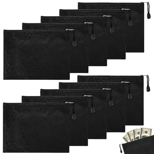 Geldtaschen Banktasche 10 Stück Banktasche 24 x 18 cm Geldtasche Wasserdicht Dokumententasche A5 mit Reißverschluss Geldmappe für Haushalt Business Schule