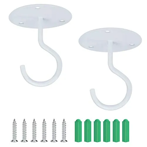Deckenhaken zum Aufhängen von Pflanzen, Wandhalterung, Schraubbefestigung Top Wandhaken, Schraubhaken zum Aufhängen Vogelhäuschen, Laternen, Windspielen, Pflanzgefäßen (Weiß)