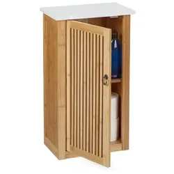 Badezimmerschrank hängend - Elegantes Wandregal für Ihr Bad - Schränke & Wandschränke - Dieser stilvolle Badezimmerschrank aus Bambus überzeugt durch seine Wandmontage und ist ideal für platzsparende Aufbewahrung.