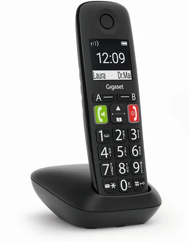 Gigaset E290 schwarz - Großtastentelefon mit beleuchtetem Display, ideal für alle Altersgruppen und strahlungsfreie ECO DECT Technologie