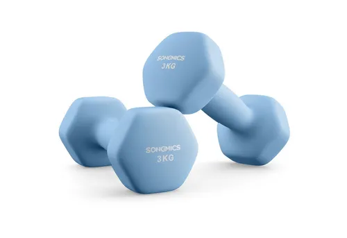 SONGMICS Kurzhantel Set 2 x 3 kg mit Neopren-Beschichtung - Ideal für Ihr Home-Workout: Dieses 2er Set aus Kurzhanteln bietet Ihnen die Flexibilität, das Gewicht an Ihre Trainingsziele anzupassen. Die rutschfeste Neopren-Beschichtung sorgt für sicheren Halt und einen ästhetischen Look.