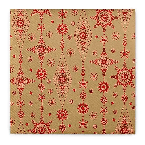 Sovie HORECA Serviette Brigitte in Naturbraun-Rot aus Linclass® Airlaid, Einweg Weihnachtsserviette festlich stilvoll, ideal für Advents- & Weihnachtsfeiern, 40x40cm, 50 Stück