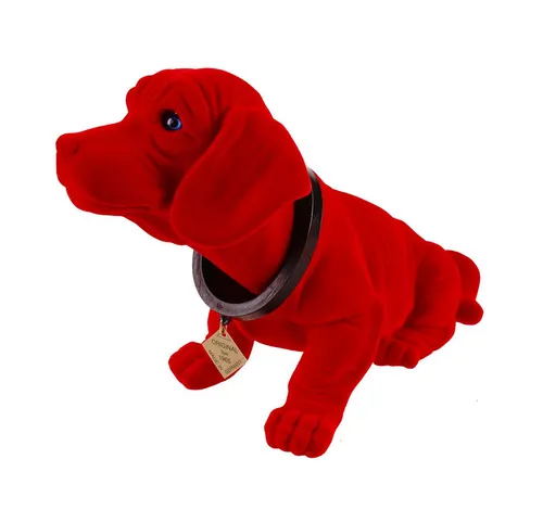 Kremers Schatzkiste Wackeldackel groß 29 cm Rot - Dekofigur für Auto und Zuhause, handgefertigt und mit wackelndem Kopf für humorvolle Akzente. Ideal als Geschenk für Autoliebhaber!