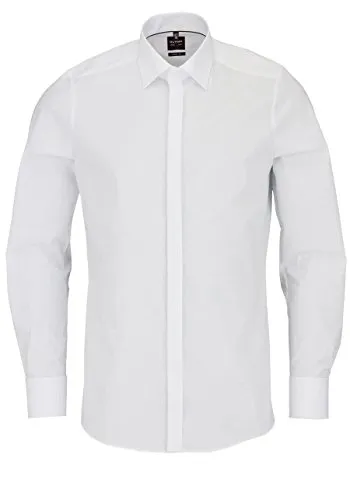 OLYMP Level Five Body Fit Galahemd Extra Langer Arm Weiß - Elegantes Galahemd mit körpernaher Passform, ideal für stilbewusste Männer. Aus Comfort-Stretch-Gewebe für hohen Tragekomfort. Perfekt für Business und besondere Anlässe.