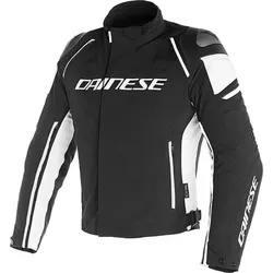 Dainese Racing 3 D-Dry Motorrad Textiljacke - Größe 46, schwarz-weiss - Motorradjacke mit abnehmbaren Protektoren und thermogeformter Schulter-Basis für optimalen Schutz und Komfort auf der Straße.