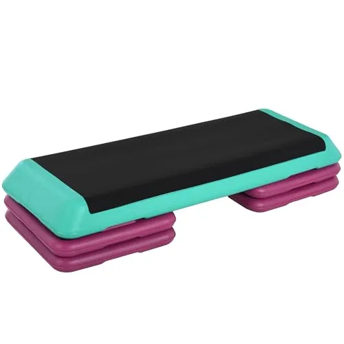 HOMCOM Stepbench PVC, PP - Kampfsportzubehör für effektives Training, höhenverstellbar für individuelle Aerobic-Übungen zu Hause oder im Büro.