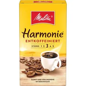 Melitta Kaffee Harmonie Entkoffeiniert, mild - Bohnenkaffee & Espresso - Entkoffeiniert mit feinem, leichtem Aroma für unbeschwerten Kaffeegenuss. Ideal für alle, die auf Koffein verzichten möchten.