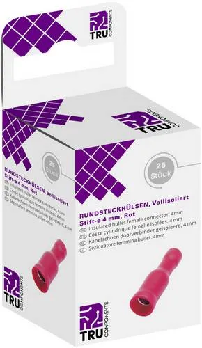 TRU COMPONENTS T1904C048 Rundsteckhülse 0.50mm² 1.50mm² Vollisoliert Rot 25St.