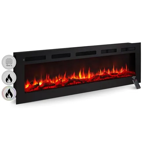 BALDERIA Elektrokamin Leif 60'' - 3D-Flammeneffekt & Heizleistung - Elektrischer Kamin mit realistischem 3D-Flammeneffekt und 1800W Heizleistung. Ideal für gemütliche Abende und sichere Nutzung ohne Ruß oder Kohlenstoffmonoxid.