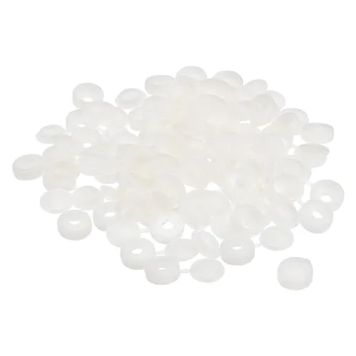 sourcing map 100Stk 3mm Scharnierte Schraube Deckel Kappen Plastik Klappbare Schraube Schnappdeckel Unterlegscheibe Schutzhülle für M1 M2 M3 Schrauben Warm Weiß