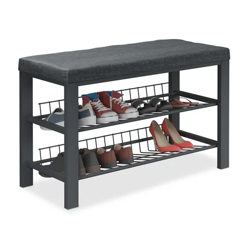 Schuhbank Polster Sitzbank - Stilvolle Schuhablage für den Eingangsbereich - Schuhbank mit Polsterung und Platz für 6-10 Paare, ideal für den Eingangsbereich. Freistehendes Design in verschiedenen Farben, verbindet Funktionalität mit modernem Stil.