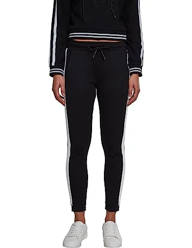 Urban Classics Damen Interlock Joggpants Sporthose, Schwarz - Sport-Jogginghose für Damen mit elastischem Bund und Kontraststreifen, ideal für Komfort beim Sport oder Freizeitaktivitäten.