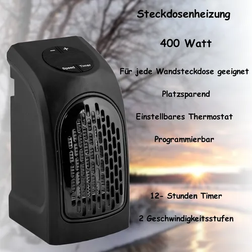 MAUK Mini Handy Heater | 400W 220-240V stark | ideal als Heizung und für Camping