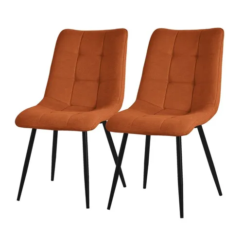 ML-Design Esszimmerstühle 2er Set Orange - Moderne Esszimmerstühle mit komfortabler Polsterung und stilvollem quadratischem Muster, ideal für Esszimmer, Küche oder Büro – für höchsten Sitzkomfort und elegantes Design.