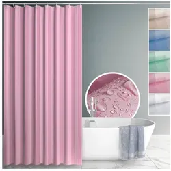 ANRO Duschvorhang aus Italien - Hochwertige Verarbeitung in Rosa - Duschvorhang 200x180 cm aus 100% Polyester, inklusive 12 Haken für einfache Montage. Robuster und abwaschbarer Vorhang, ideal für jedes Badezimmer.