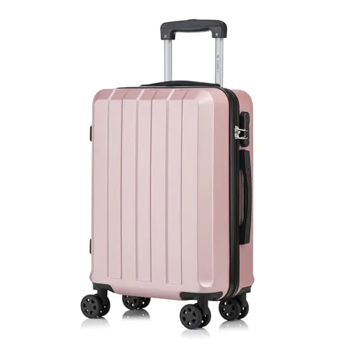 YONSLY Trolley Reisekoffer M, Roségold – 4 Rollen Handgepäck - Hochwertiger Hartschalenreisekoffer in Roségold mit 360°-Rollen für mühelose Mobilität. Robustes ABS-Material schützt Ihre Habseligkeiten, während das integrierte Zahlenschloss für Sicherheit sorgt. Ideal für Reisen!